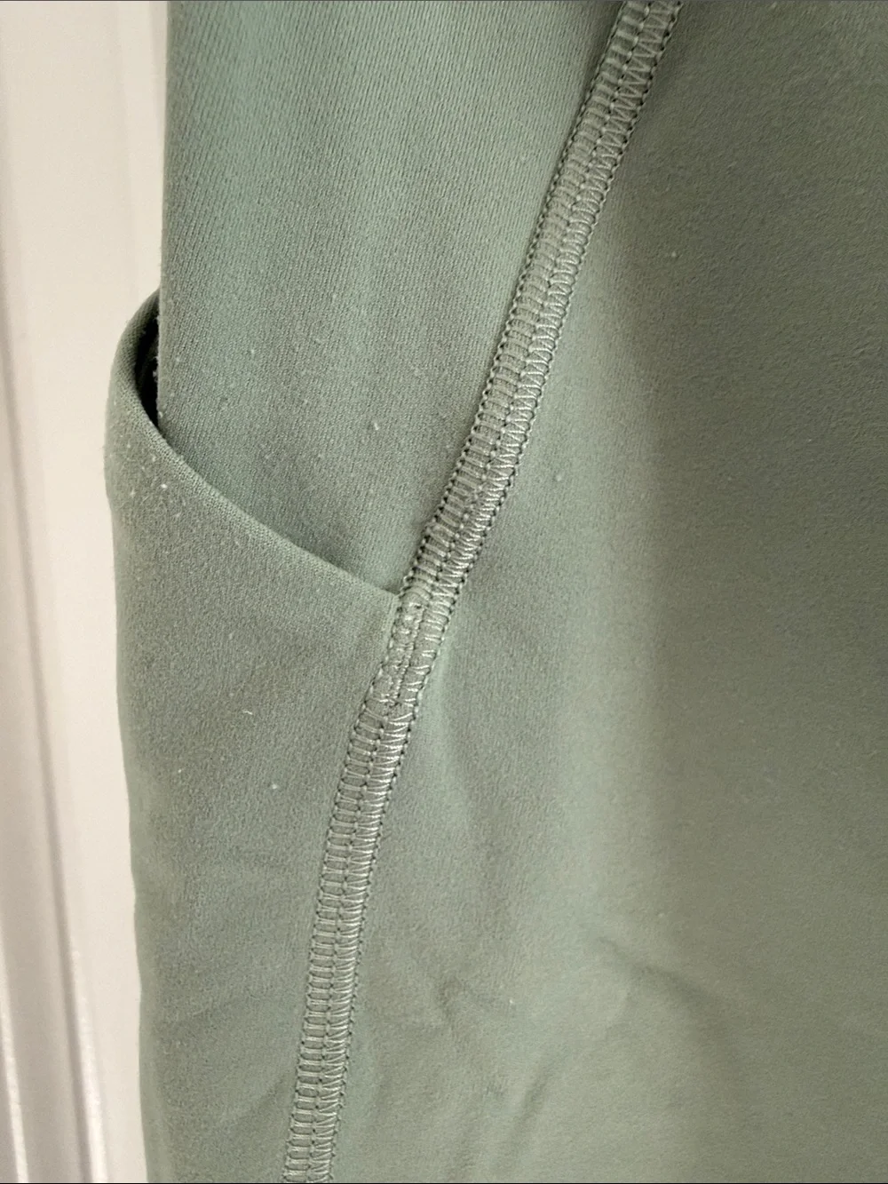 Lululemon High-Waist Sage Green Leggings with Side Pockets